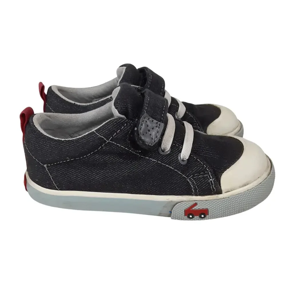 See Kai Run Stevie II Canvas Sneakers Denim Blue Boys 8 Hook and Loop Strap